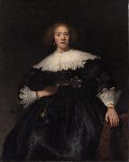 REMBRANDT Harmenszoon van Rijn Portrait of a woman with a fan (mk33) oil painting on canvas